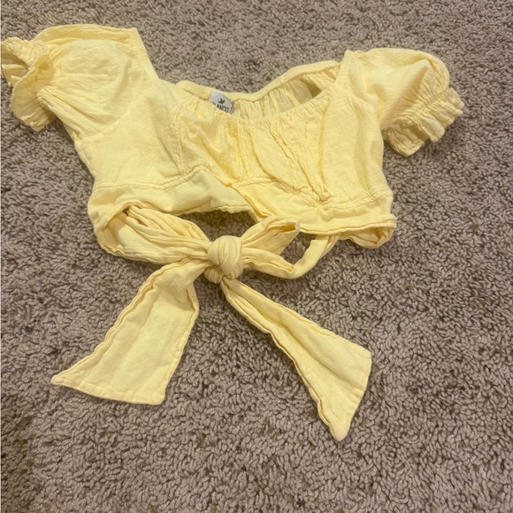 Yellow Crop Top with Tie Front - Picture 1 of 2